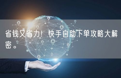 省钱又省力！快手自助下单攻略大解密。