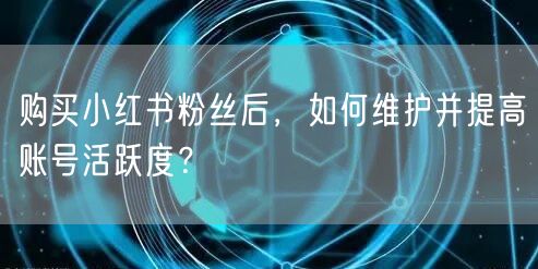 购买小红书粉丝后，如何维护并提高账号活跃度？