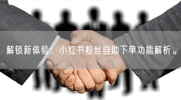 解锁新体验：小红书粉丝自助下单功能解析。