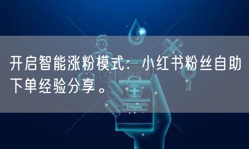 开启智能涨粉模式：小红书粉丝自助下单经验分享。