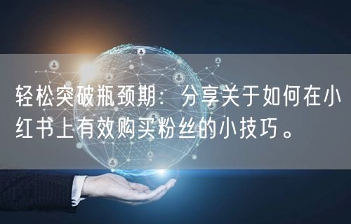 轻松突破瓶颈期：分享关于如何在小红书上有效购买粉丝的小技巧。