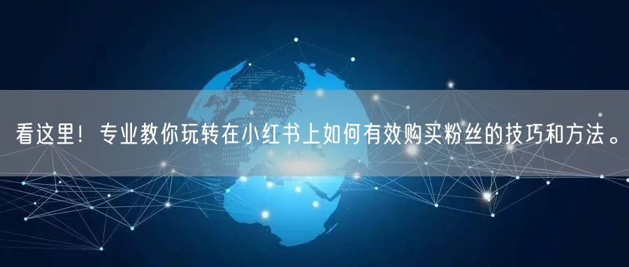 看这里！专业教你玩转在小红书上如何有效购买粉丝的技巧和方法。