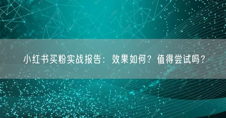 小红书买粉实战报告：效果如何？值得尝试吗？
