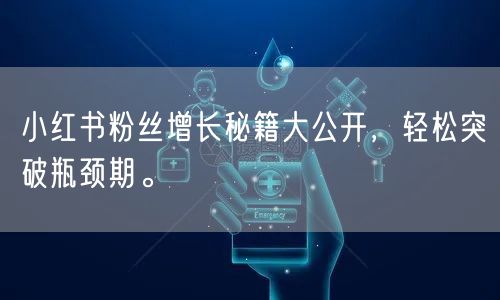 小红书粉丝增长秘籍大公开，轻松突破瓶颈期。