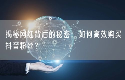 揭秘网红背后的秘密：如何高效购买抖音粉丝？