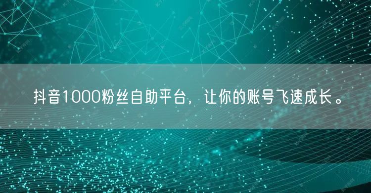 抖音1000粉丝自助平台，让你的账号飞速成长。