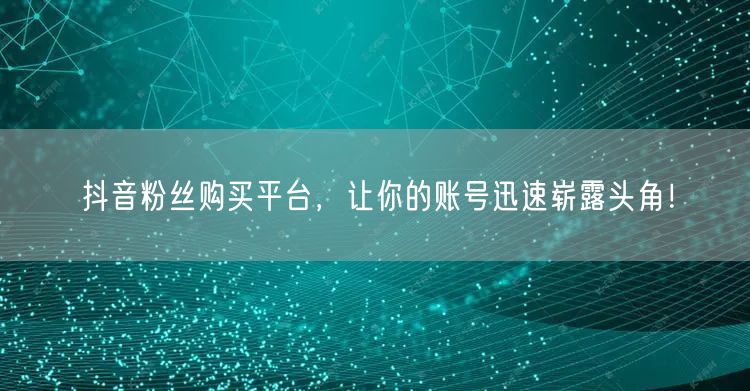 抖音粉丝购买平台，让你的账号迅速崭露头角！