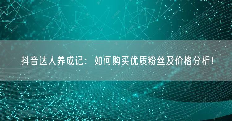 抖音达人养成记：如何购买优质粉丝及价格分析！