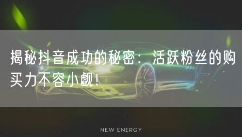 揭秘抖音成功的秘密：活跃粉丝的购买力不容小觑！