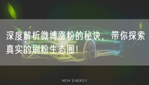 深度解析微博涨粉的秘诀，带你探索真实的刷粉生态圈！
