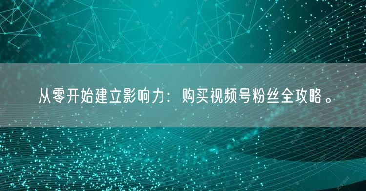 从零开始建立影响力：购买视频号粉丝全攻略。