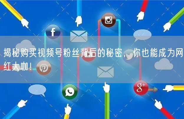 揭秘购买视频号粉丝背后的秘密，你也能成为网红大咖！