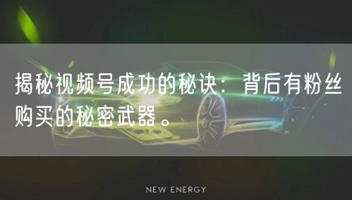 揭秘视频号成功的秘诀：背后有粉丝购买的秘密武器。