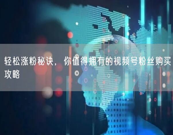 轻松涨粉秘诀，你值得拥有的视频号粉丝购买攻略