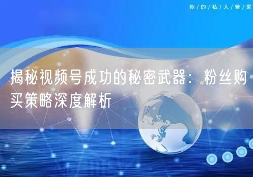 揭秘视频号成功的秘密武器：粉丝购买策略深度解析