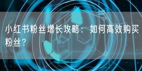 小红书粉丝增长攻略：如何高效购买粉丝？
