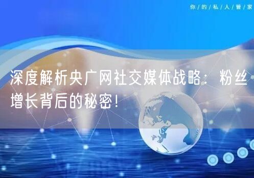 深度解析央广网社交媒体战略：粉丝增长背后的秘密！