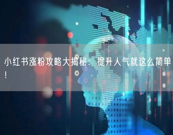 小红书涨粉攻略大揭秘：提升人气就这么简单！