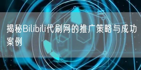 揭秘Bilibili代刷网的推广策略与成功案例