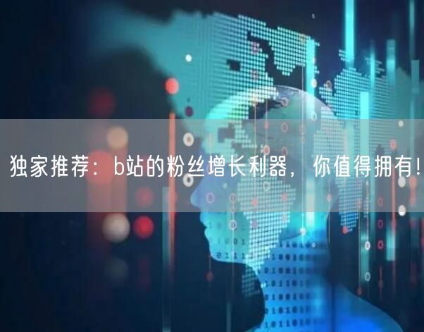 独家推荐：b站的粉丝增长利器，你值得拥有！