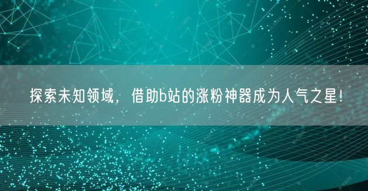 探索未知领域，借助b站的涨粉神器成为人气之星！