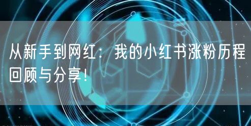从新手到网红：我的小红书涨粉历程回顾与分享！