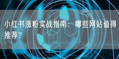 小红书涨粉实战指南：哪些网站值得推荐？
