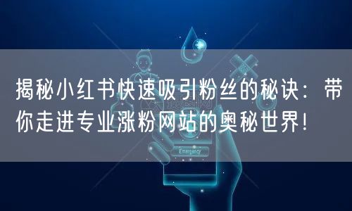 揭秘小红书快速吸引粉丝的秘诀：带你走进专业涨粉网站的奥秘世界！