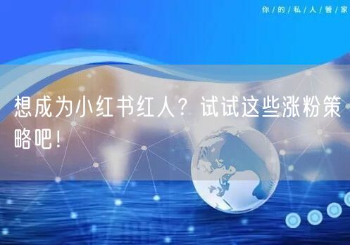 想成为小红书红人？试试这些涨粉策略吧！