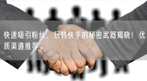 快速吸引粉丝，玩转快手的秘密武器揭晓！优质渠道推荐。