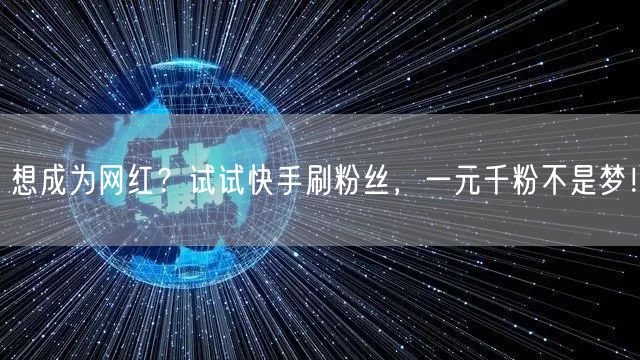 想成为网红？试试快手刷粉丝，一元千粉不是梦！