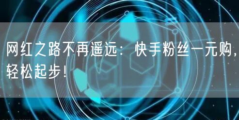 网红之路不再遥远：快手粉丝一元购，轻松起步！