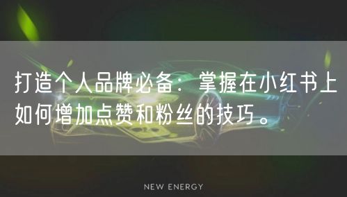 打造个人品牌必备：掌握在小红书上如何增加点赞和粉丝的技巧。