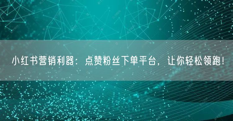 小红书营销利器：点赞粉丝下单平台，让你轻松领跑！