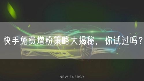 快手免费增粉策略大揭秘，你试过吗？