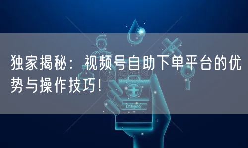 独家揭秘：视频号自助下单平台的优势与操作技巧！