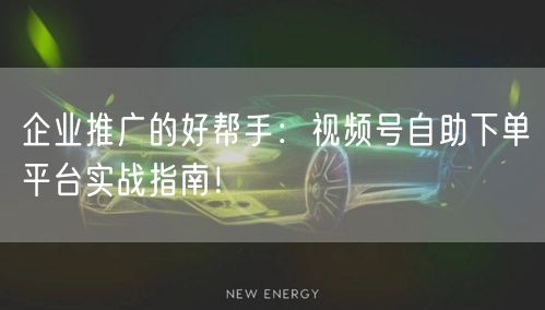 企业推广的好帮手：视频号自助下单平台实战指南！