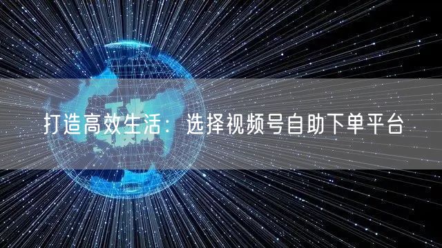 打造高效生活：选择视频号自助下单平台