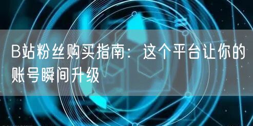 B站粉丝购买指南:这个平台让你的账号瞬间升级