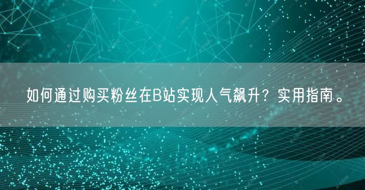 如何通过购买粉丝在B站实现人气飙升？实用指南。