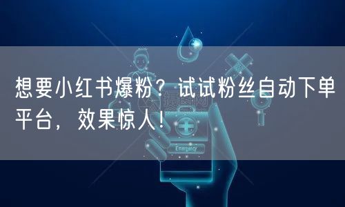想要小红书爆粉？试试粉丝自动下单平台，效果惊人！