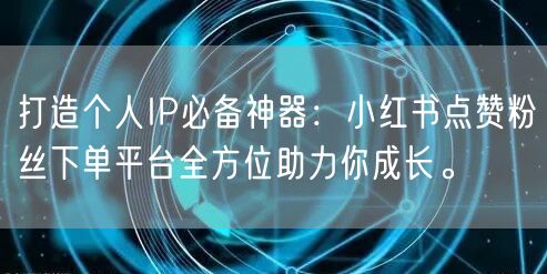 打造个人IP必备神器：小红书点赞粉丝下单平台全方位助力你成长。