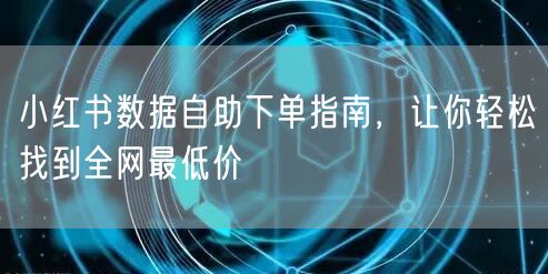 小红书数据自助下单指南,让你轻松找到全网最低价