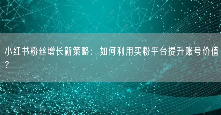 小红书粉丝增长新策略：如何利用买粉平台提升账号价值？
