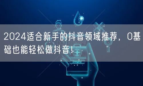 2024适合新手的抖音领域推荐，0基础也能轻松做抖音！