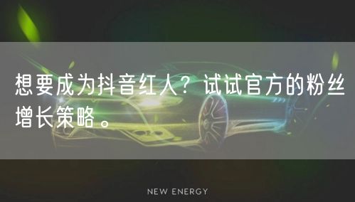 想要成为抖音红人？试试官方的粉丝增长策略。